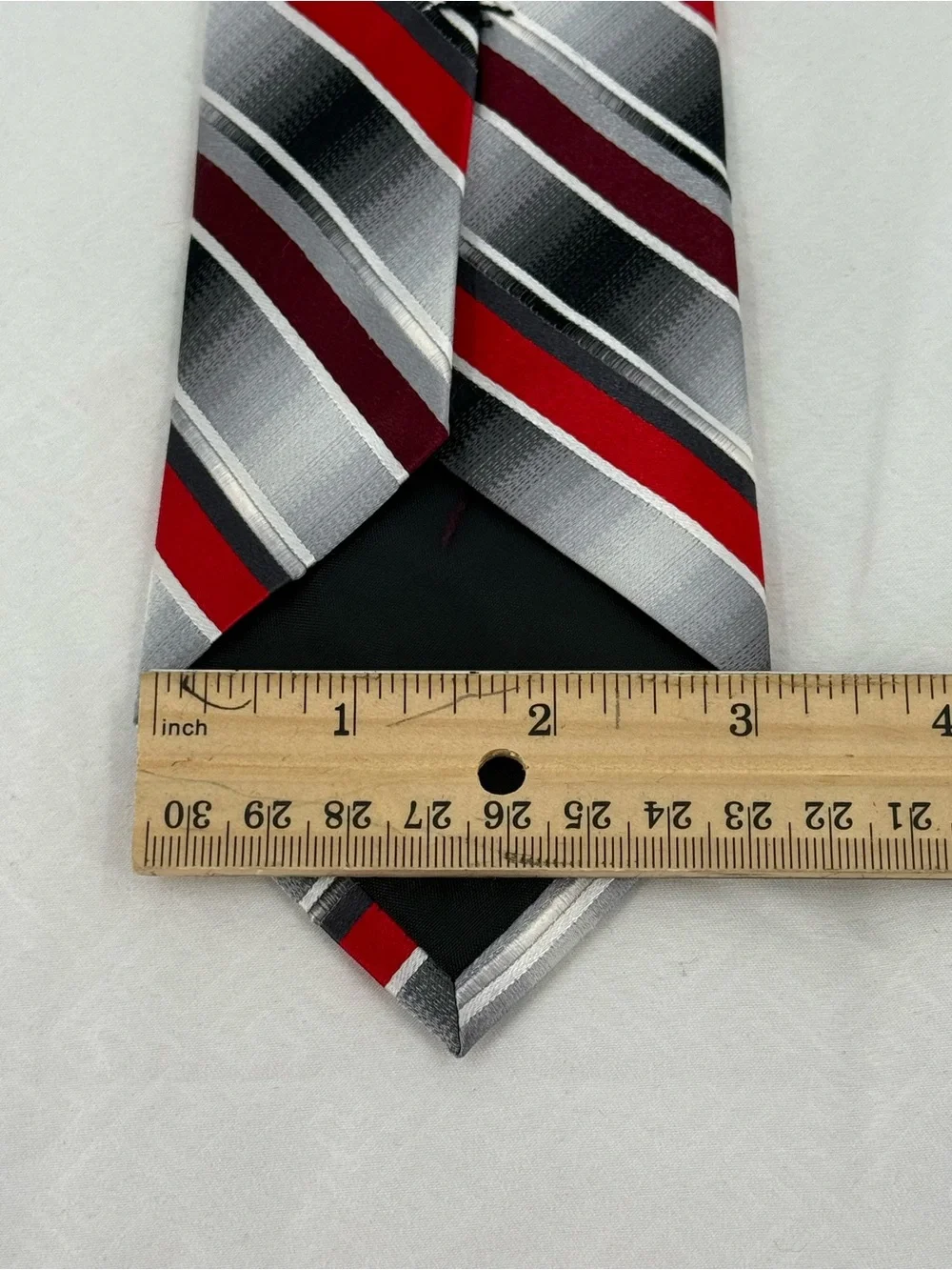 Van Heusen Red, Black and Gray Diagonal Stripe silk Tie